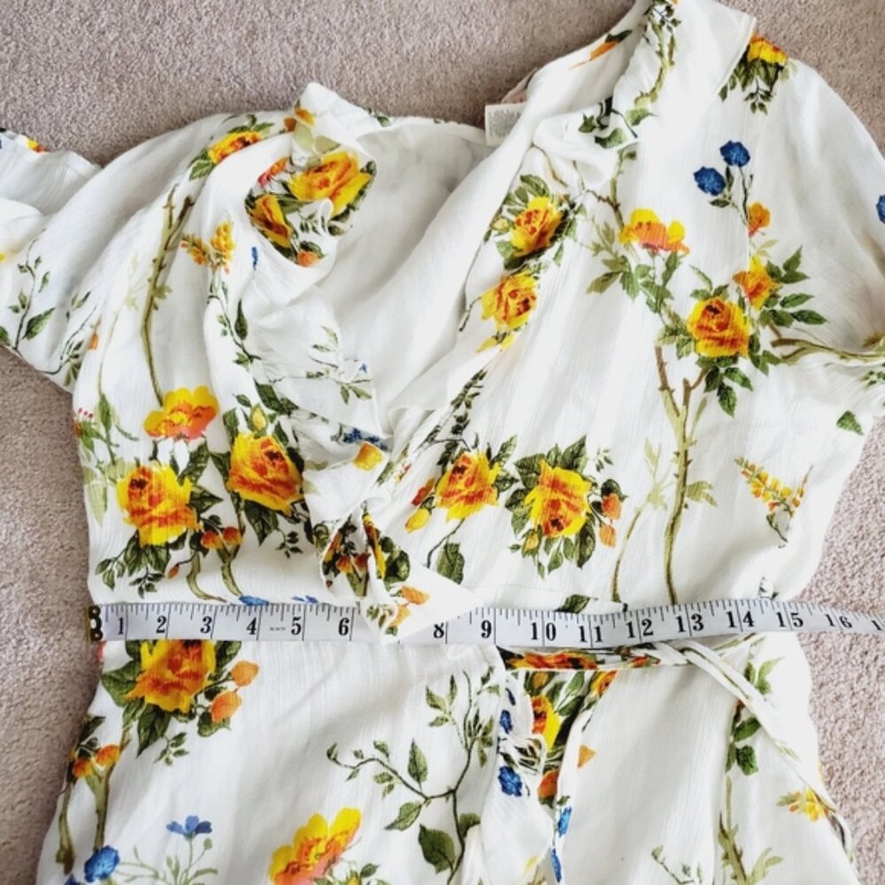 Anthropologie Raga Boho Floral Cottage Fairy Ruffle Feminine Beach Wrap Dress M - Picture 9 of 10